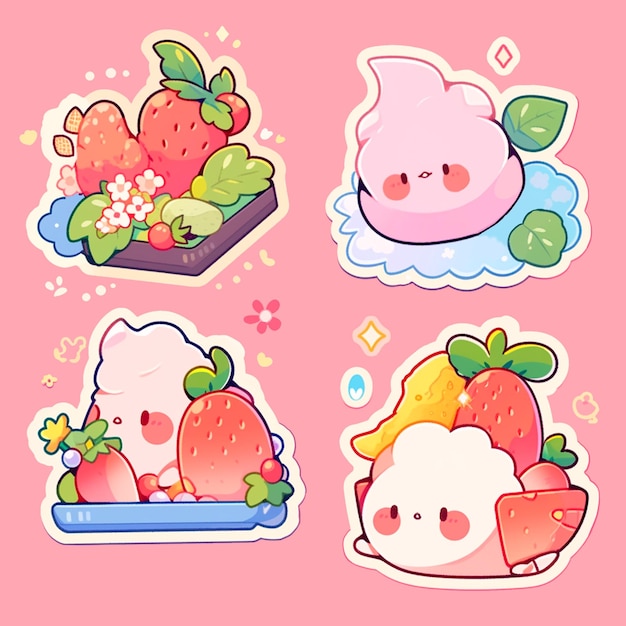 Autocollants de fruits d'anime mignons