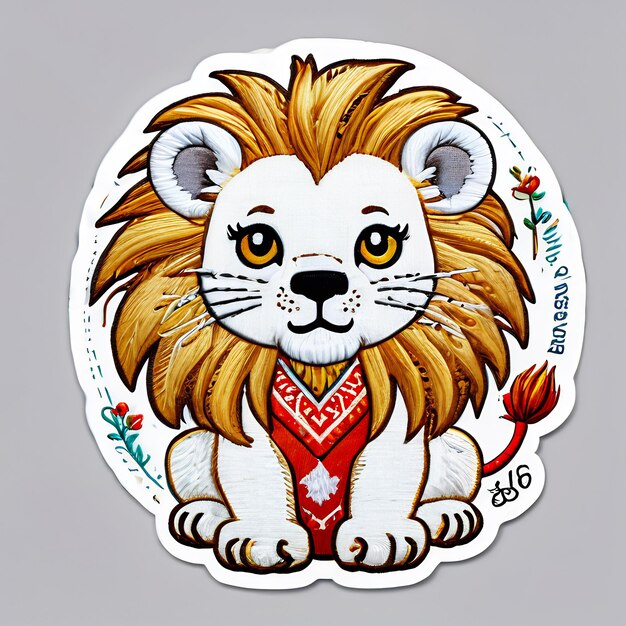Photo autocollants de lion mignon dessin animé de lion 3d illustration autocollants pour enfants autocollants mignons