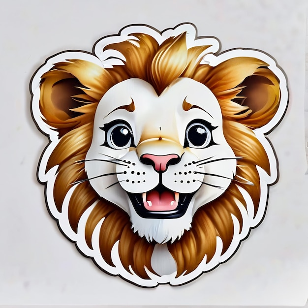 Photo autocollants de lion mignon dessin animé de lion 3d illustration autocollants pour enfants autocollants mignons