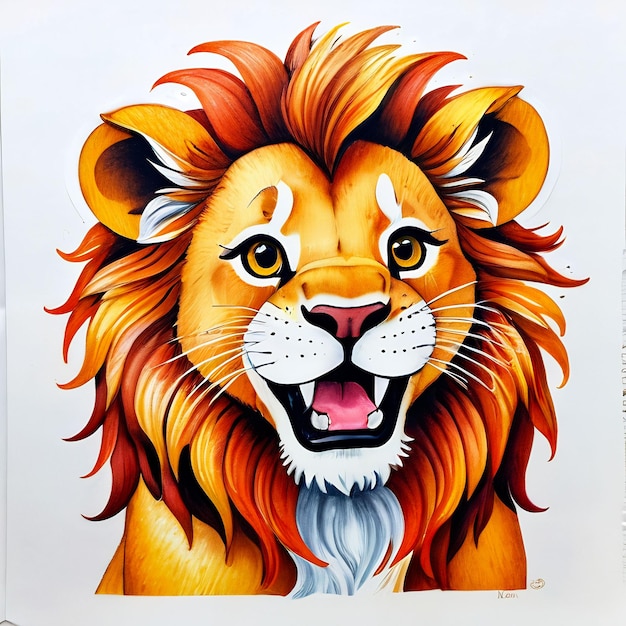 autocollants de lion mignon dessin animé de lion 3D illustration autocollants pour enfants autocollants mignons