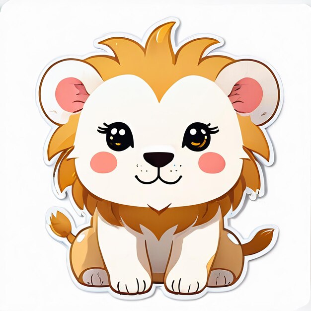 Photo autocollants de lion mignon dessin animé de lion 3d illustration autocollants pour enfants autocollants mignons