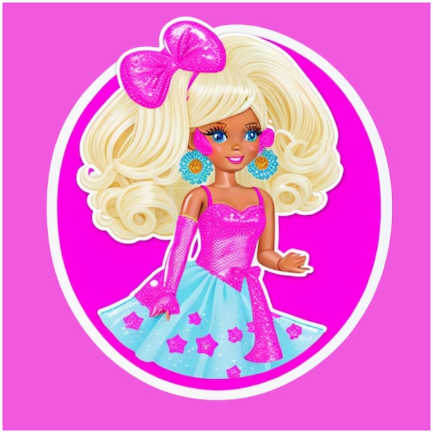 Photo autocollants de poupée barbie disco mignon design rose
