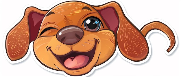 Photo des autocollants vectoriels en 2d un dachshund adolescent est mignon, il rit, il est heureux, il est joyeux.