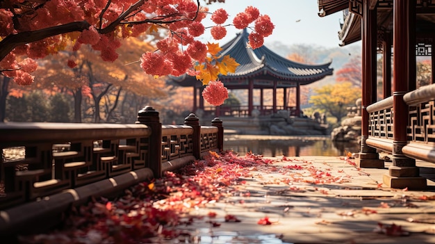 L'automne au palais de Gyeongbokgung et la tenue nationale coréenne à Séoul, en Corée du Sud