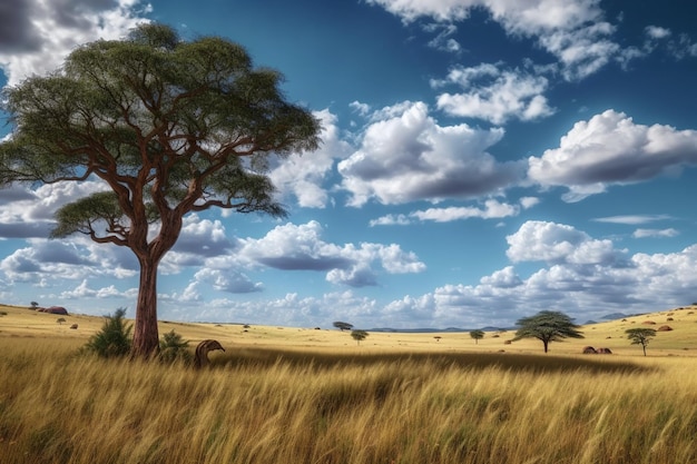 En automne, le ciel bleu et les nuages blancs dans la réserve naturelle nationale des prairies de Bayanbulak sont paisibles