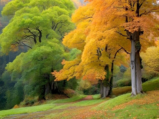 Photo l'automne avec une couleur verte