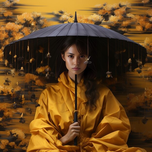L'automne dans le style du jaune et du violet de la période Heian hyperbole photoréaliste