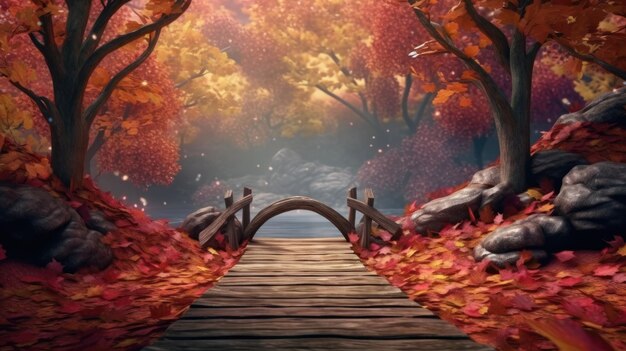 Photo l'automne embrasse un pont au milieu du feuillage d'automne