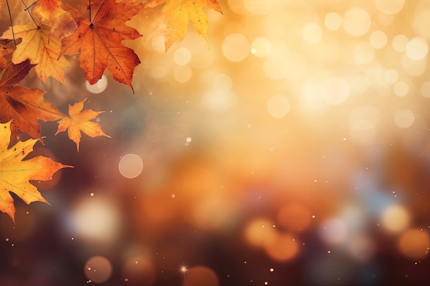 automne, feuilles, bokeh, fond, illustration