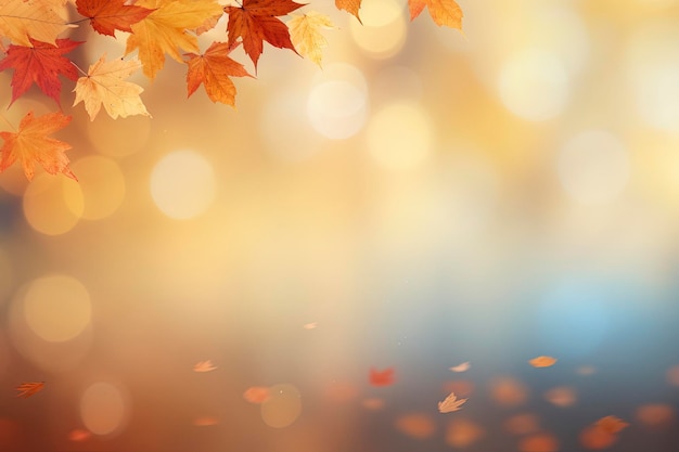 automne, feuilles, bokeh, fond, illustration