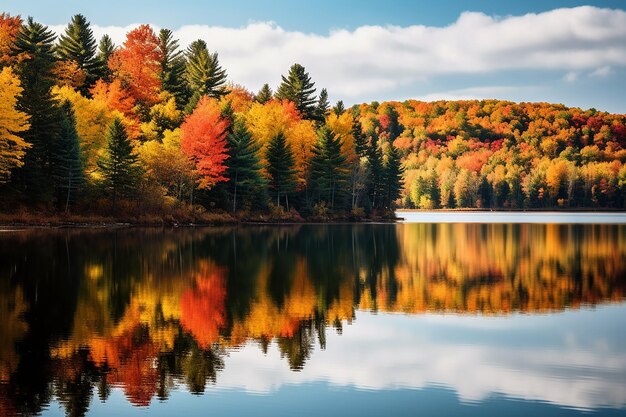 Photo automne forêt panoramique et rivière paysage paisible