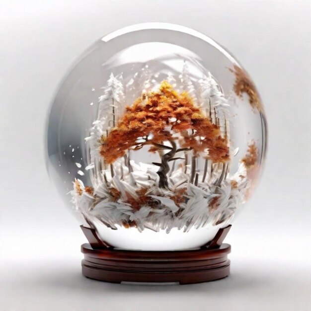 Photo de l'automne à l'hiver art 3d détaillé dans une sphère de cristal