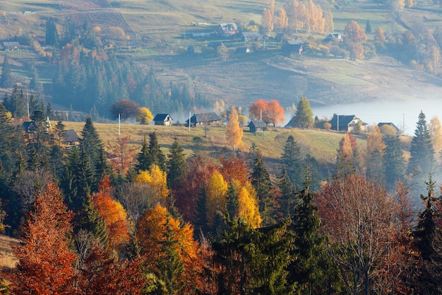 Automne village des Carpates Ukraine