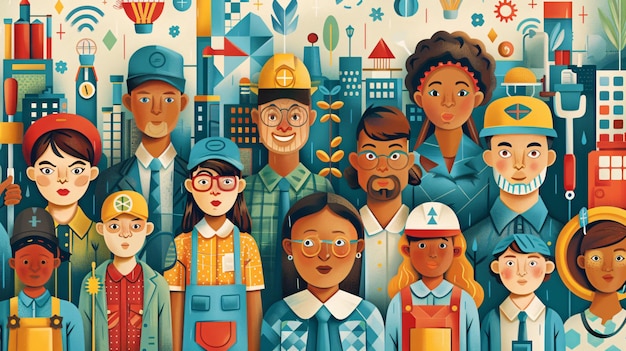 Photo l'autonomisation des travailleurs dans le monde entier création d'une illustration captivante de la fête internationale du travail avec copy sp