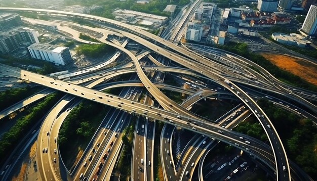 Photo une autoroute avec une autoroute et une autoroute en arrière-plan