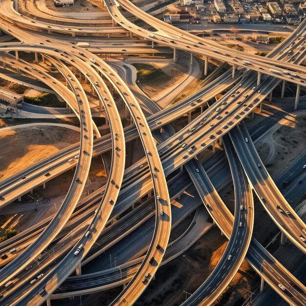 Photo une autoroute avec un autoroute avec quelques voitures sur elle