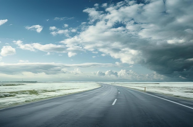 une autoroute avec du sable blanc dans le style vert clair et gris foncé