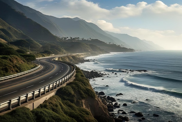 une autoroute sur la plage à côté de l'océan