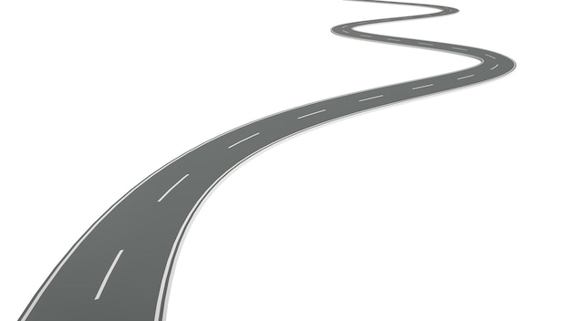 L'autoroute sinueuse se dirige vers le but rendu en 3D