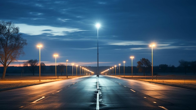 Autoroute vide au crépuscule panneau d'affichage vide point de fuite