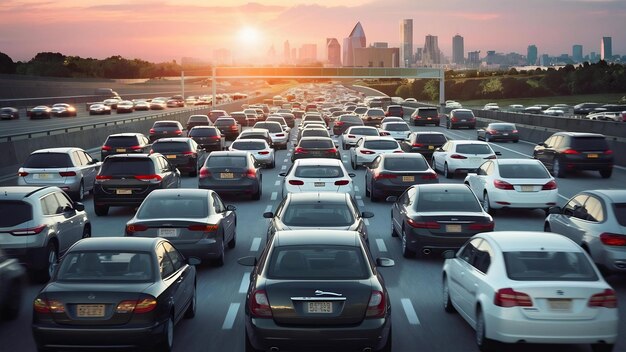 Une autoroute avec des voitures.