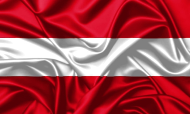 Autriche, agitant le drapeau, gros plan, texture satinée, fond de soie