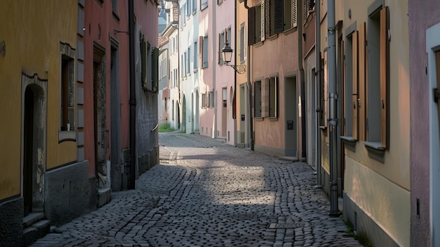 Photo autriche vorarlberg bregenz des maisons de ville le long d'une ruelle vide en pavés ia générative