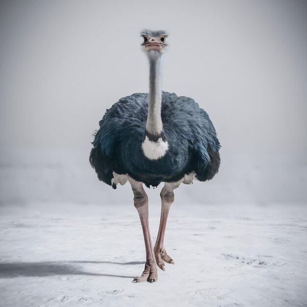 L'autruche mâle struthio camelus sur un isolé blanc