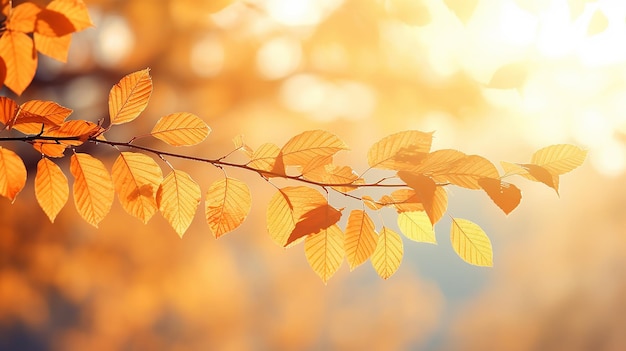 Autumn abstract background branche d'orme avec des feuilles jaunes sur un fond avec un espace de copie ciel d'octobre