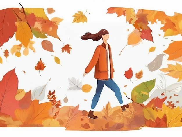 Autumn femmes dans la nature hommes dans l'illustration feuille adulte