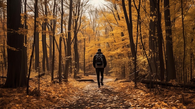 Autumn Forest Trail Un voyage de randonnée photoréaliste avec Paul