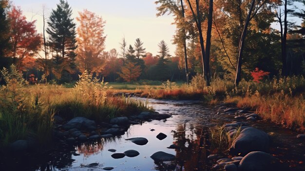 Autumn Lake And Stream Infinity War 2 Captures d'écran dans le style de traitement croisé