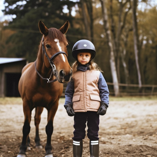 Avant de faire du vélo une petite fille porte un casque et une veste de protection Generative AI