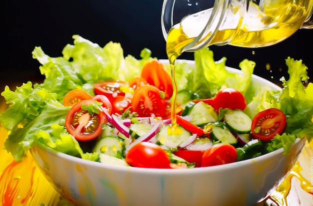 avantages pour la santé d'une salade saine dans le style de détails précis lisse et brillant IA générative