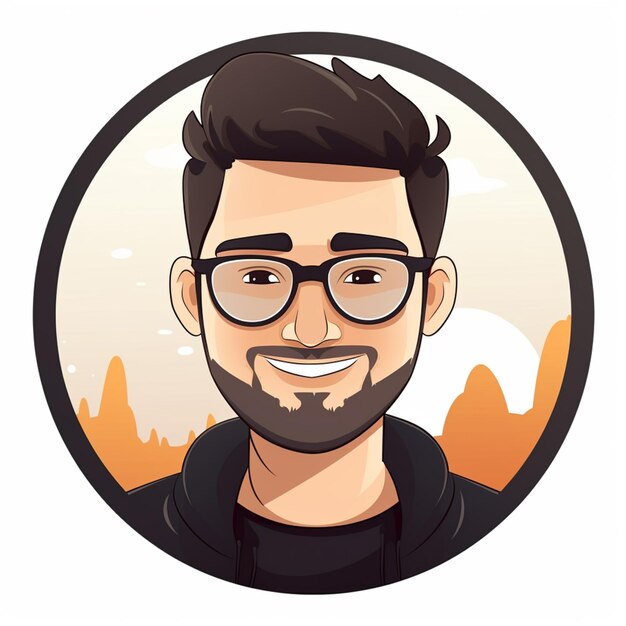 Photo avatar de dessin animé d'un homme avec des lunettes et une barbe ai générative