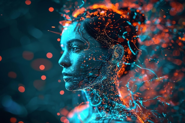 Avatar d'intelligence artificielle interagissant avec l'espace numérique généré par l'IA