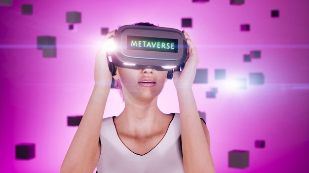 Avatar numérique métaverse avec des lunettes de réalité virtuelle concept de technologie métaverse rendu 3d
