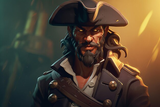 un avatar de pirate avec un chapeau tricorne un cache-œil généré par l'IA