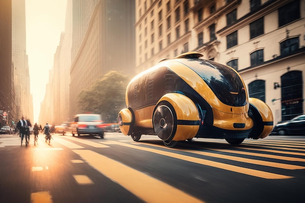 L'avenir du transport par taxi autonome électrique circulant en ville