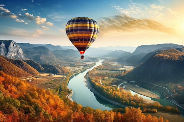 Aventure en montgolfière à la campagne