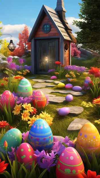L'aventure numérique de Pâques avec des œufs cachés dans le jardin