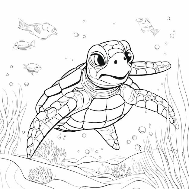 Aventures de l'océan pour enfants Livre à colorier avec d'adorables tortues de mer