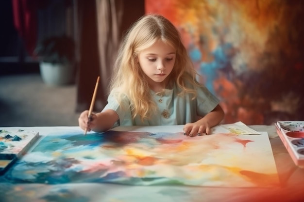 Les aventures de peinture capricieuses Le voyage créatif d'une petite fille avec les couleurs