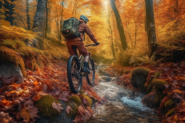 Aventures en plein air à vélo dans la splendeur de l'automne Créé avec la technologie d'intelligence artificielle générative