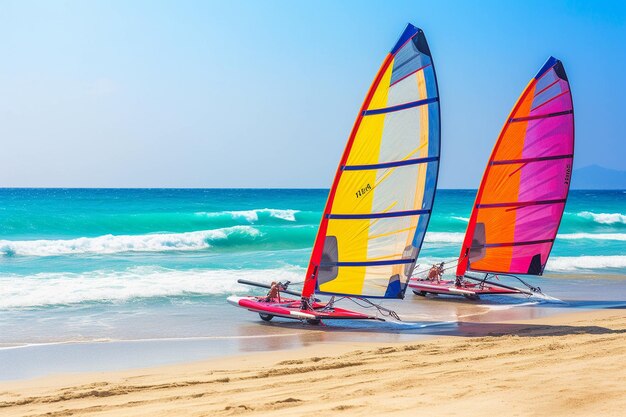 Des aventures de windsurf sur une plage tropicale