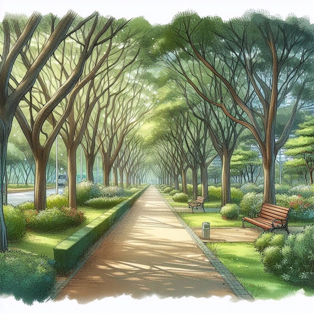 Avenue des arbres dans le parc de la ville