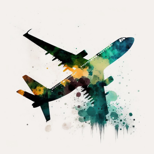 Avion aquarelle Illustration AI GenerativexA