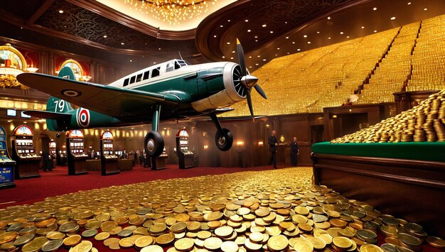 Photo l'avion de l'aviateur de la fortune s'élève à l'intérieur du casino