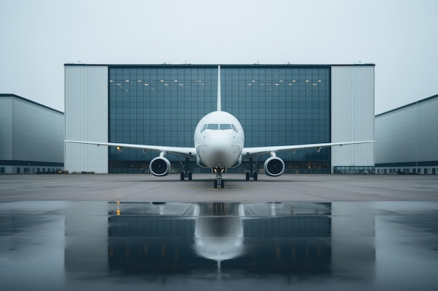 Avion commercial avec fond cargo IA générative