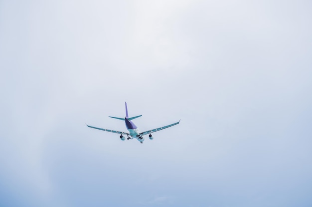 Avion dans le ciel décollant ou atterrissant